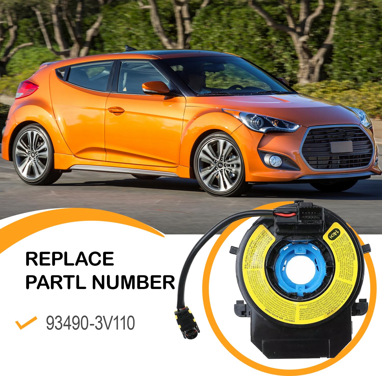 Replacement Wiring Harnesses Clcok-Spring Compatible with Hyundai Veloster 2012 2013 2014 2015 2016 2017 Part# 93490-3V110