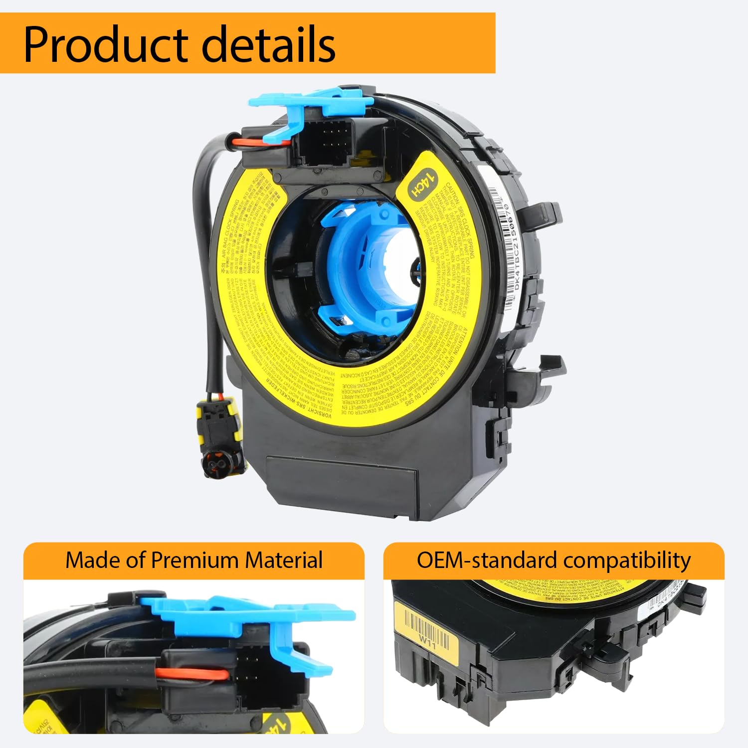 Replacement Wiring Harnesses Clcok-Spring Compatible with Hyundai Veloster 2012 2013 2014 2015 2016 2017 Part# 93490-3V110