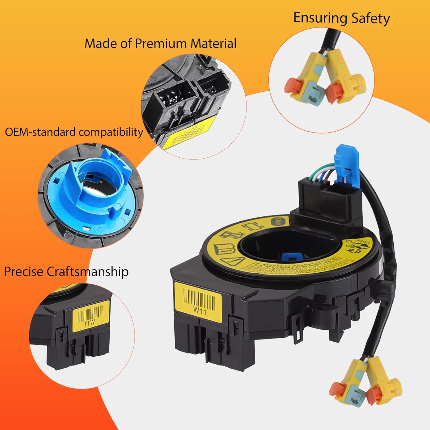 Replacement Wiring Harnesses Clcok-Spring for Kia Forte/Soul 2014 2015 2016 2017 2018, Rio 2012 2013 2014 2015, for Hyundai Azera 2012 2013 2014 2015 Fits Part# 93490-3V120