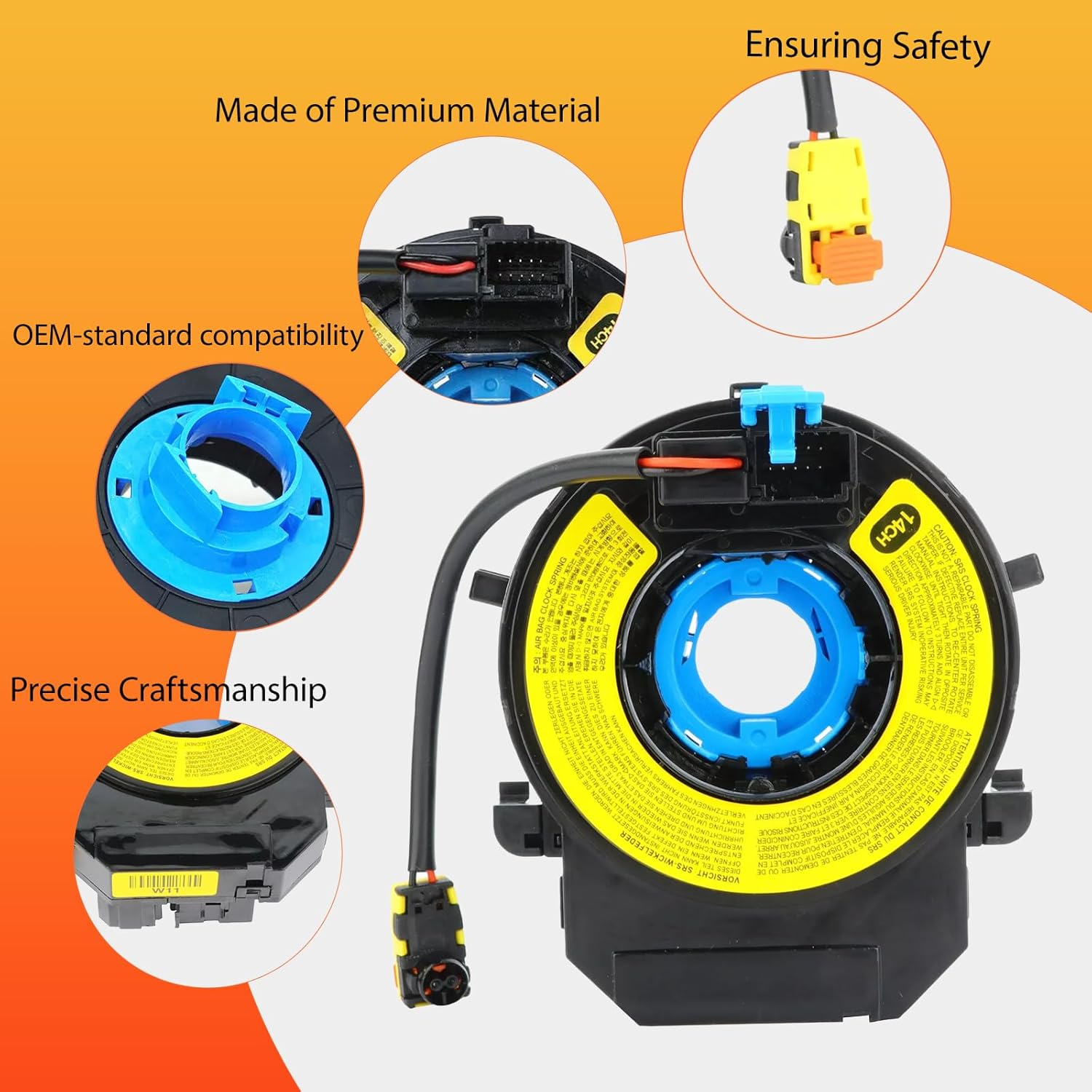 Replacement Wiring Harnesses Clcok-Spring Compatible with Hyundai Veloster 2012 2013 2014 2015 2016 2017 Part# 93490-3V110