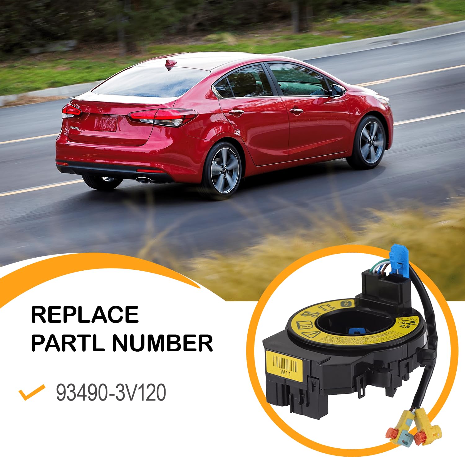 Replacement Wiring Harnesses Clcok-Spring for Kia Forte/Soul 2014 2015 2016 2017 2018, Rio 2012 2013 2014 2015, for Hyundai Azera 2012 2013 2014 2015 Fits Part# 93490-3V120