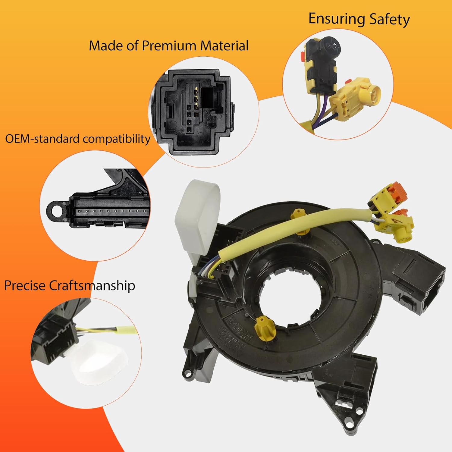 Replacement Wiring Harnesses Clcok-Spring for Ford Edge 2015 2016 2017 2018 2019 2020 2021 2022 2023 2024, fits Ford Fusion 2013-2020, Mustang 2015-2023 Part# DG9Z-14A664-A