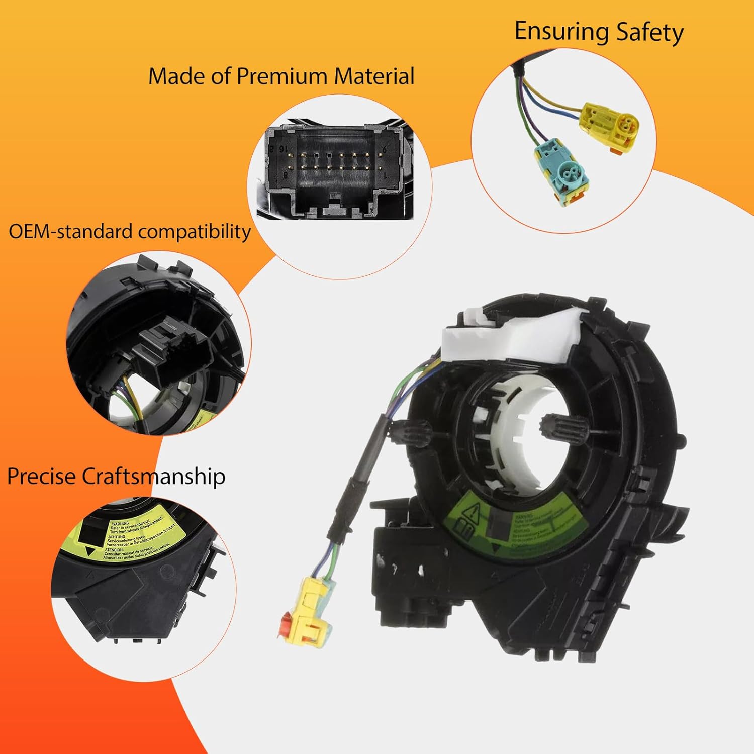 Replacement Wiring Harnesses Clcok-Spring for Ford Escape 2012 2013 2014 2015 2016, Fits Ford Focus 2012 2013 2014, C-MAX/Transit Connect 2013 2014 2015 2016 2017 2018 Part# CV6Z-14A66A-A