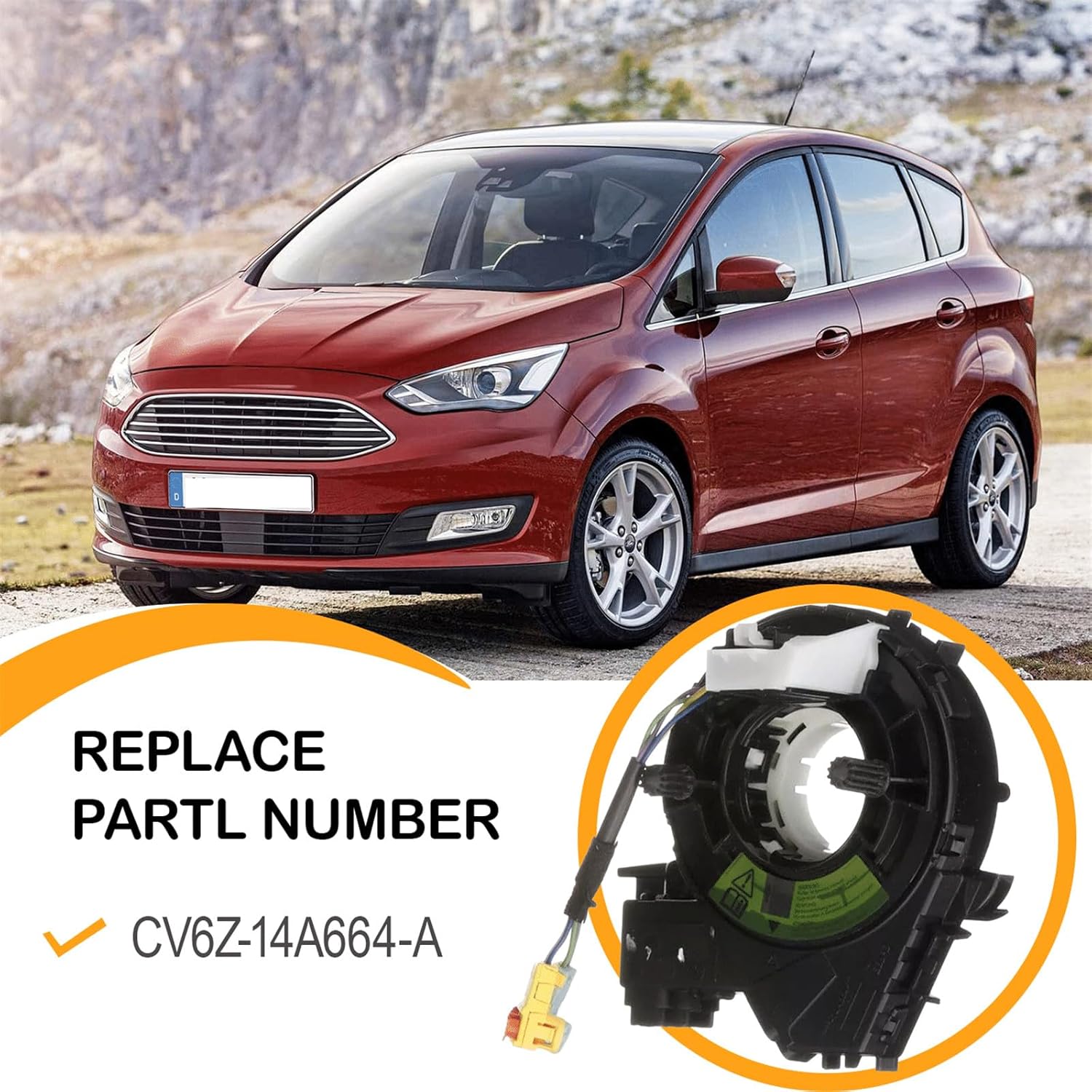 Replacement Wiring Harnesses Clcok-Spring for Ford Escape 2012 2013 2014 2015 2016, Fits Ford Focus 2012 2013 2014, C-MAX/Transit Connect 2013 2014 2015 2016 2017 2018 Part# CV6Z-14A66A-A